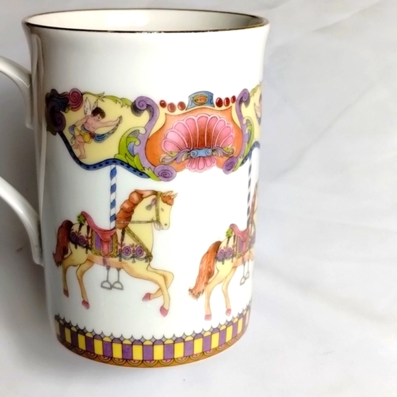 Crown Trent Fine Bone China Staffordshire England Gold Plated Rim Horses & Angel - Picture 2 of 9